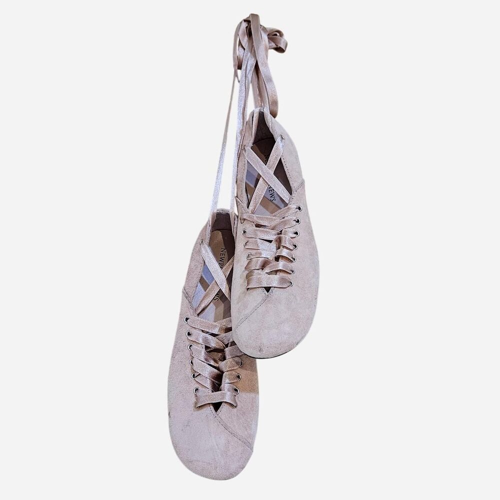 y2k coquette balletcore pink suede lace up ballet flats RARE